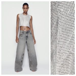 Zara Silver Sleeveless Crop Top